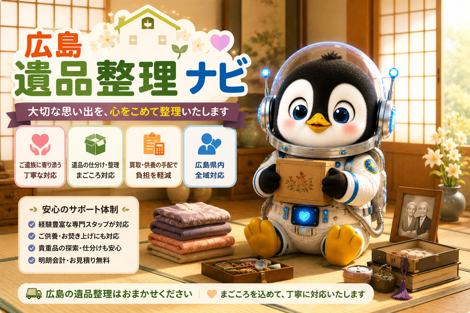 広島遺品整理ナビ - 大切な思い出を心をこめて整理いたします しまペン